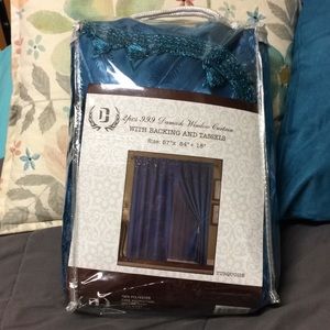 Turquoise Damask Window Curtains